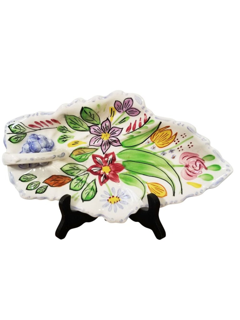 Vintage Blue Ridge Celery Plate Southern Potteries Leaf Shape Summertime Pattern